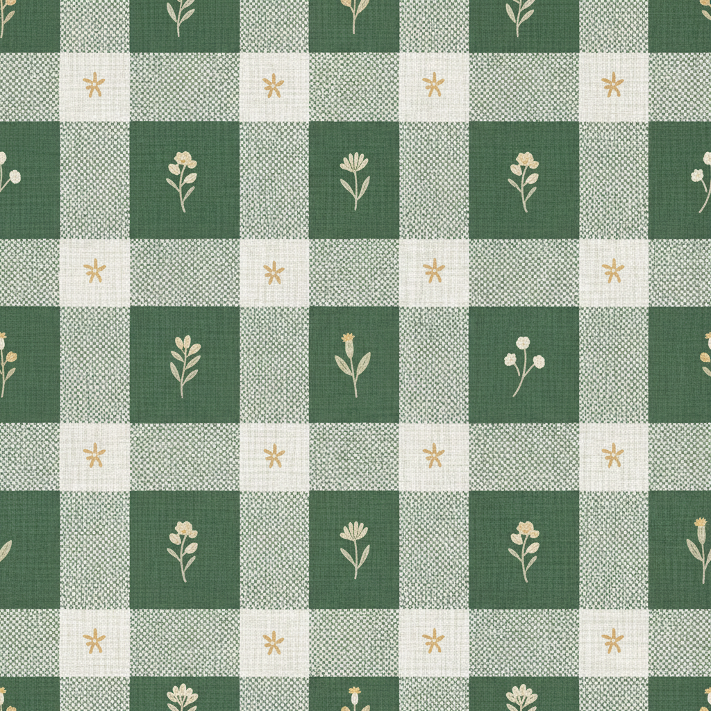 Forest Green and White Gingham